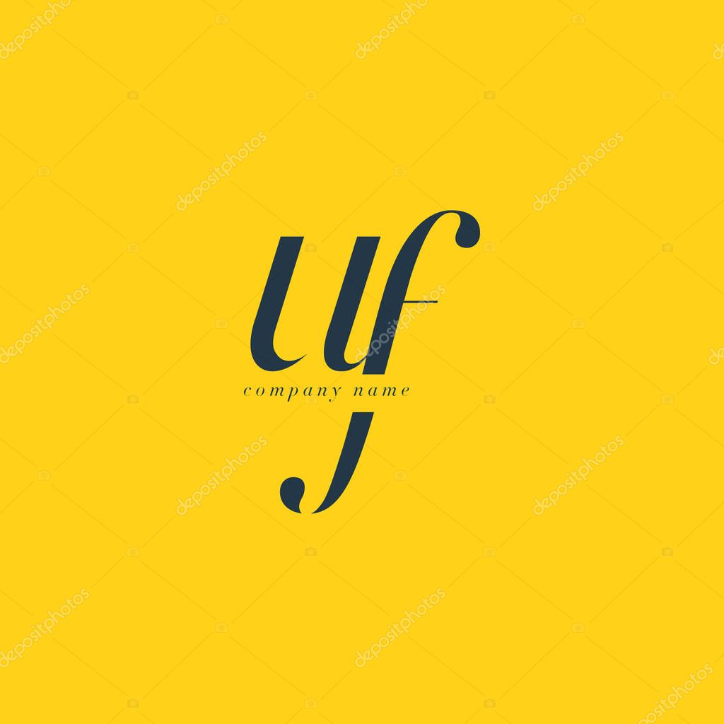 UF Italics Joint Letters Logo,Business Card Template, Vector