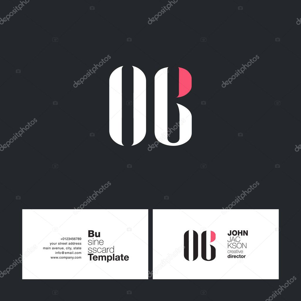 OC Joint Letters Logo with Business Card Template Vector