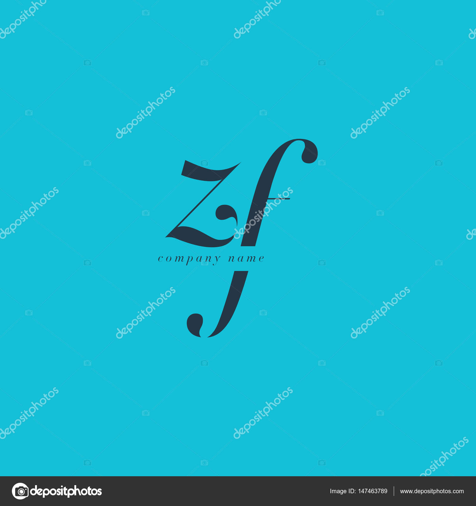 Zf Italics Cartas Comuns Logo imagem vetorial de © brainbistro 147463789