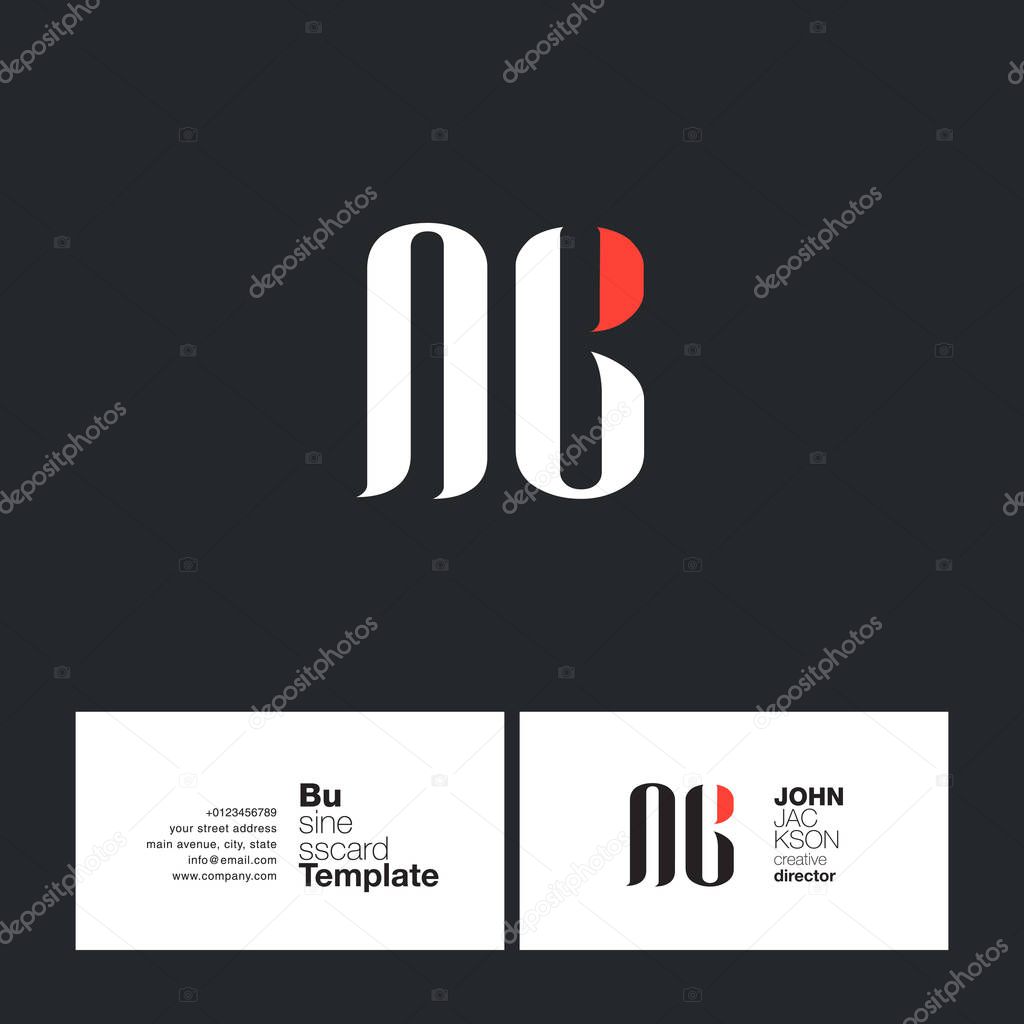 NC Joint Letters Logo with Business Card Template Vector