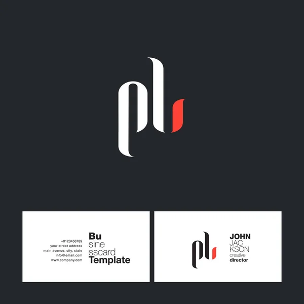 Cartas PL Logo Cartão de visita — Vetor de Stock