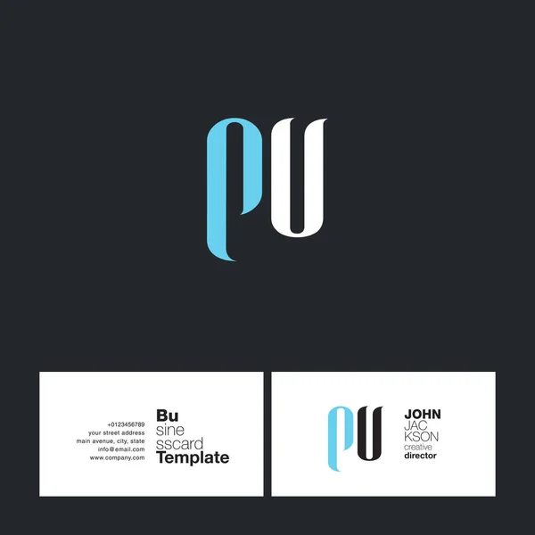 Tarjeta de visita del logotipo de las letras PU — Vector de stock