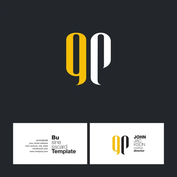 QP Cartas Logo Tarjeta de visita — Vector de stock