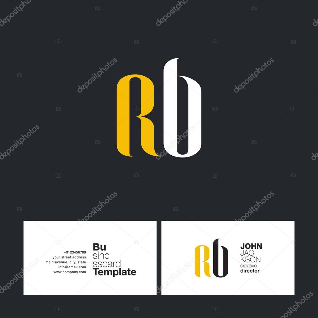 RB Joint Letters Logo with Business Card Template Vector