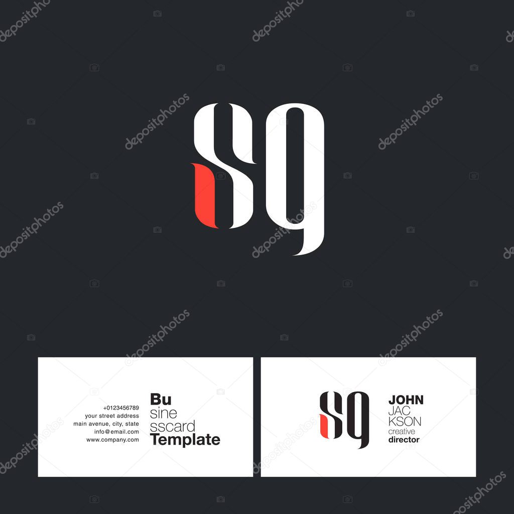 SQ Joint Letters Logo with Business Card Template Vector