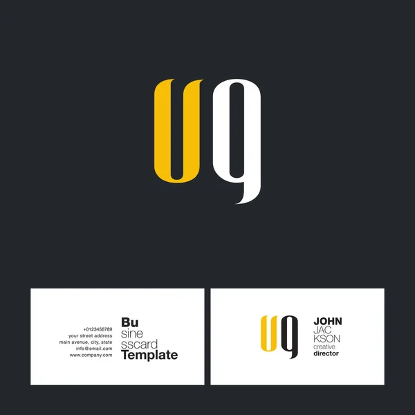 Tarjeta de visita del logotipo de UQ Letters — Vector de stock