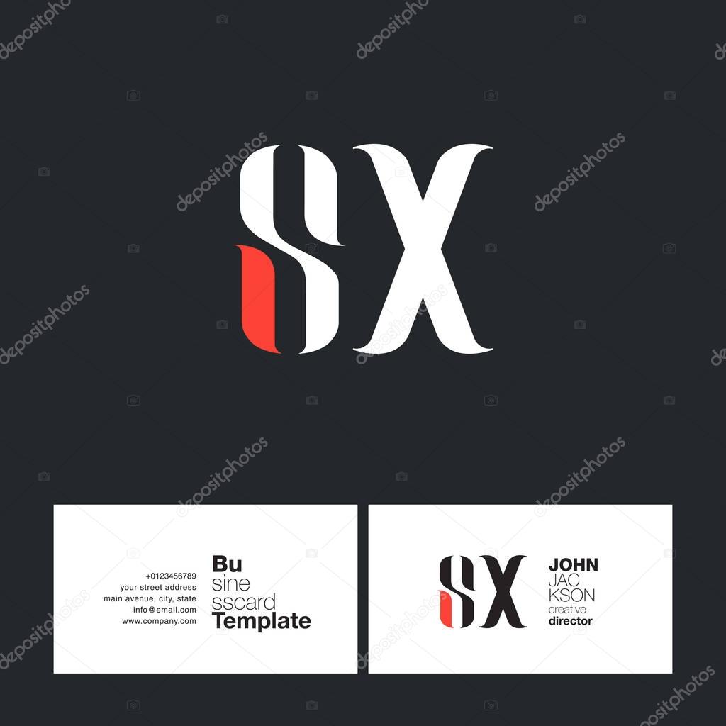 SX Joint Letters Logo with Business Card Template Vector