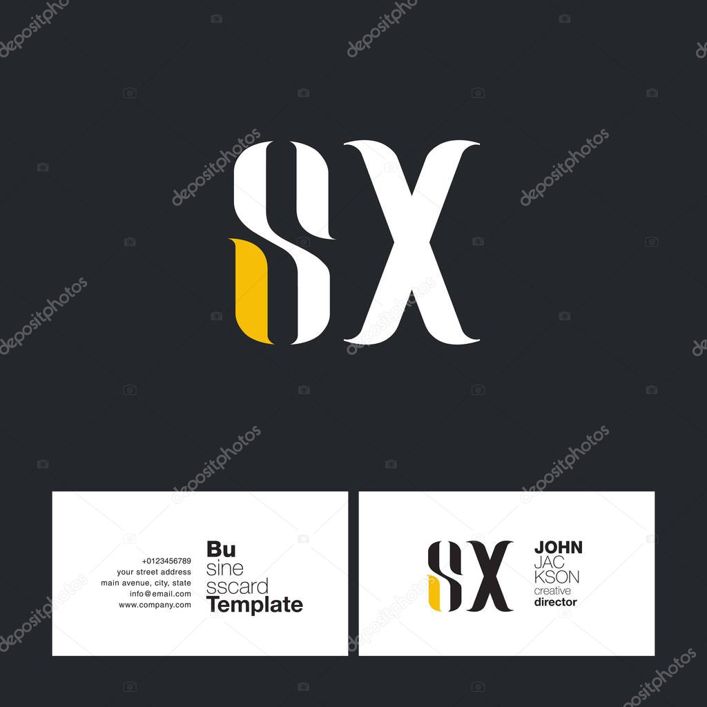 SX Joint Letters Logo with Business Card Template Vector