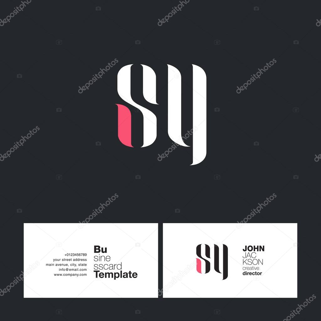 SY Joint Letters Logo with Business Card Template Vector