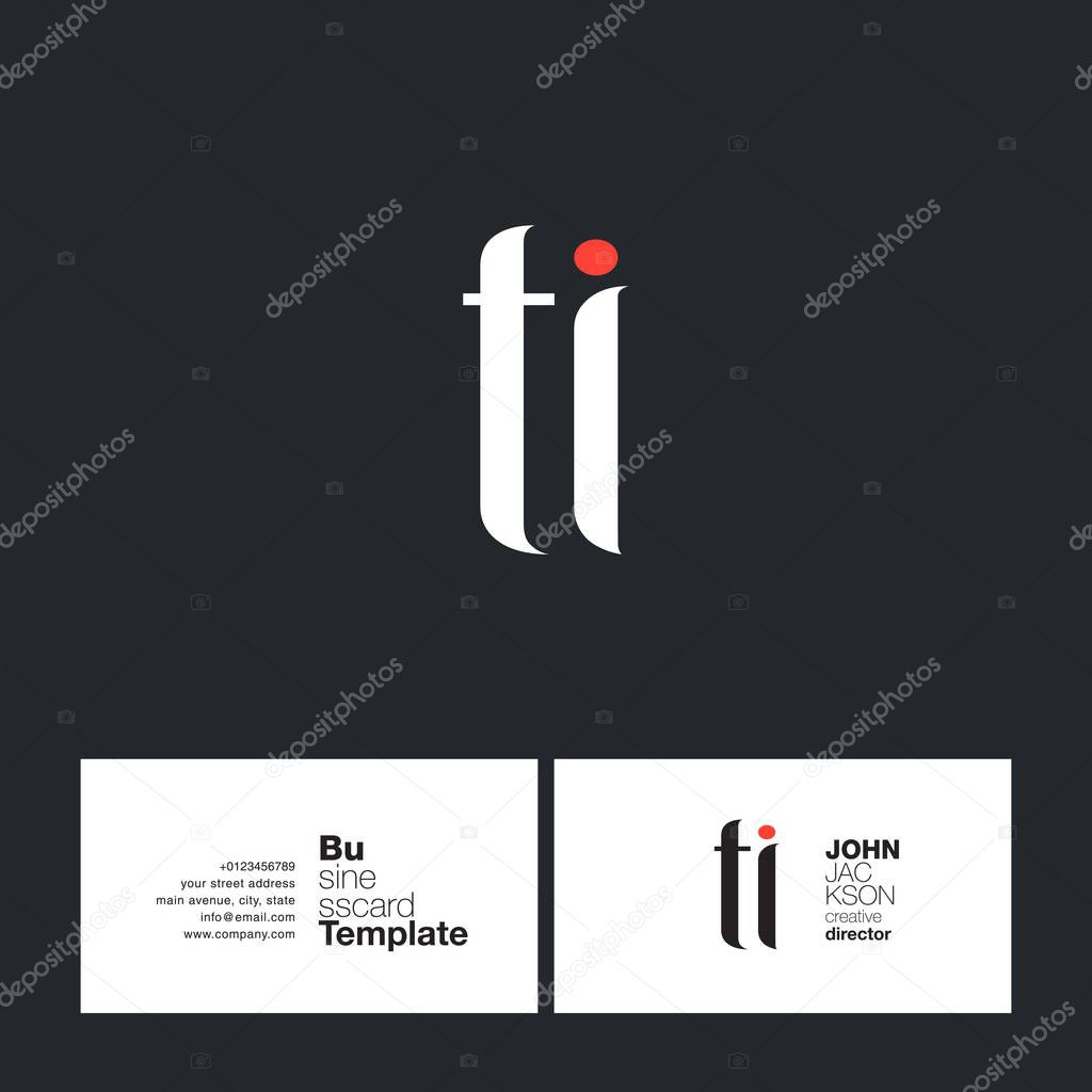 TI Joint Letters Logo with Business Card Template Vector