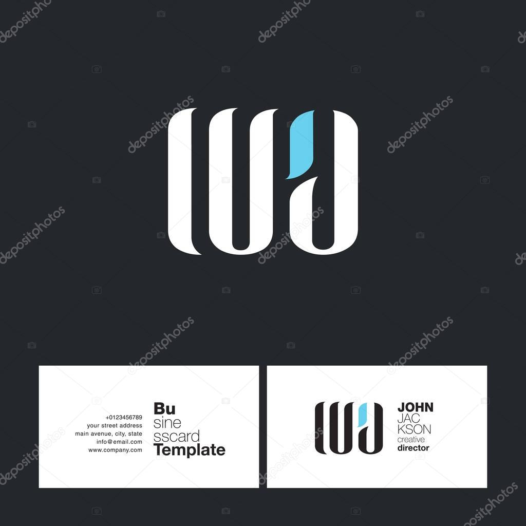 WA Joint Letters Logo with Business Card Template Vector