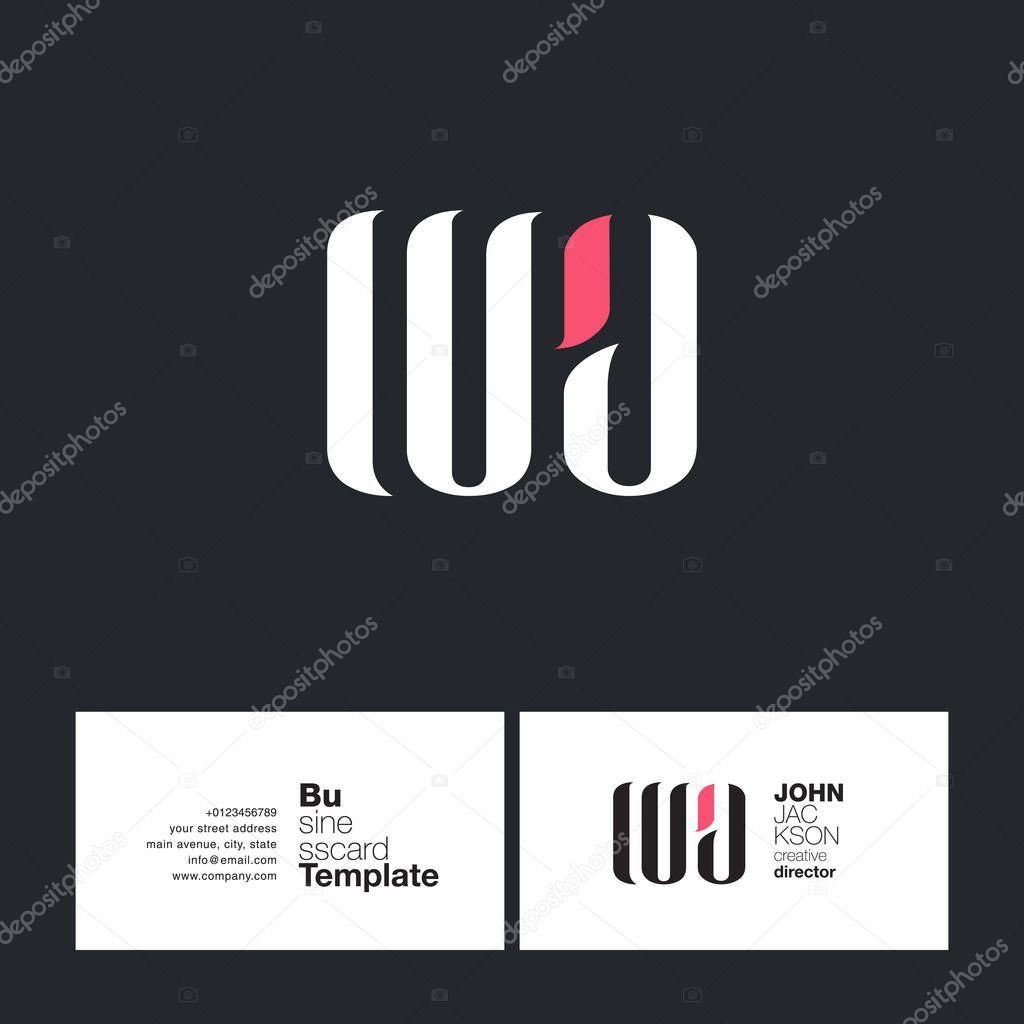 WA Joint Letters Logo with Business Card Template Vector