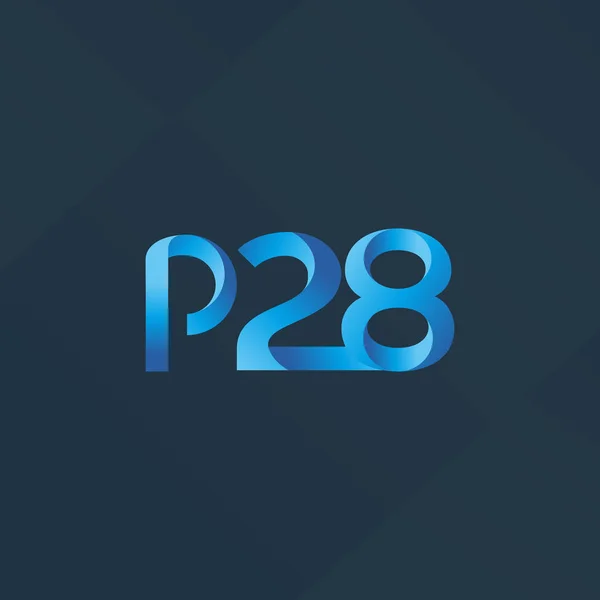 Betű és számjegy P28 logó — Stock Vector