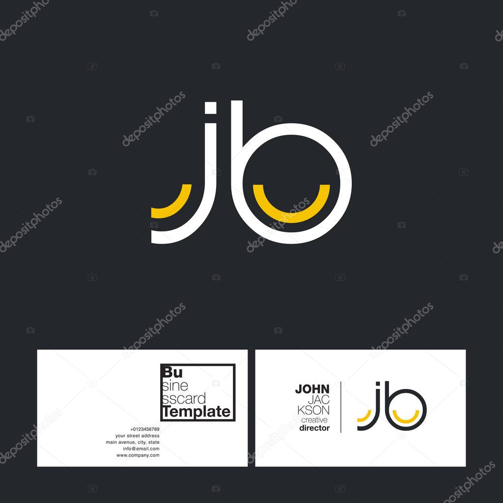 Round letter JB Company Logo, with Business Card Template Vector illustration, corporate identity