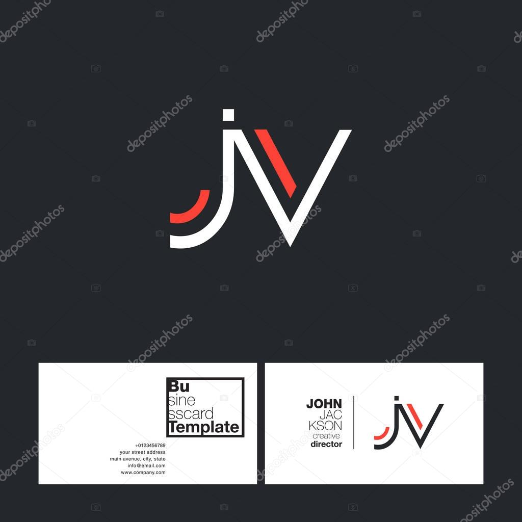 Round letter JV Company Logo, with Business Card Template Vector illustration, corporate identity