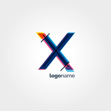 X Harfi Logo Şablonu