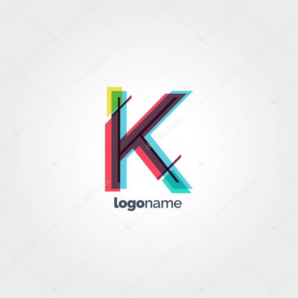 K colorful single Letter Company Logo template, with Business Card Template Vector illustration, corporate identity