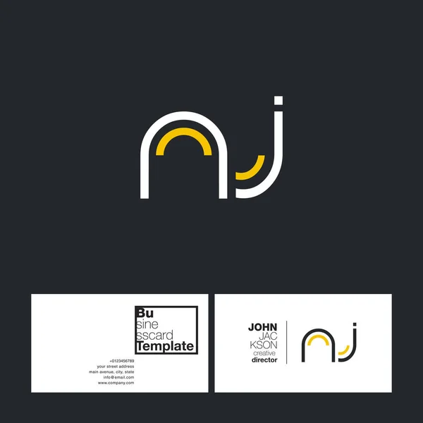 Круглые буквы логотип NJ — стоковый вектор