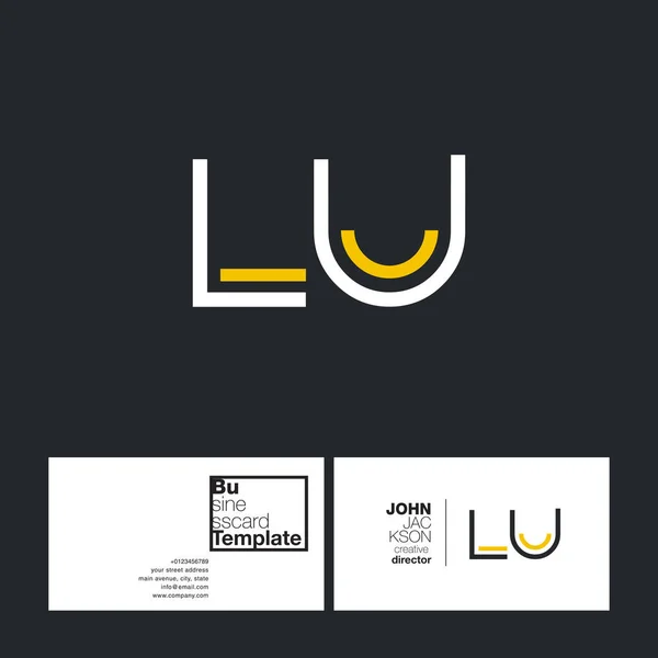Kerek betűkkel embléma Lu — Stock Vector