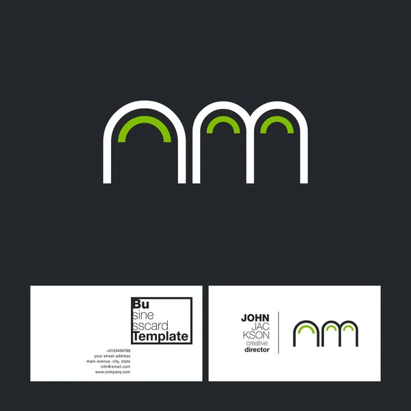 Круглые буквы логотип NM — стоковый вектор