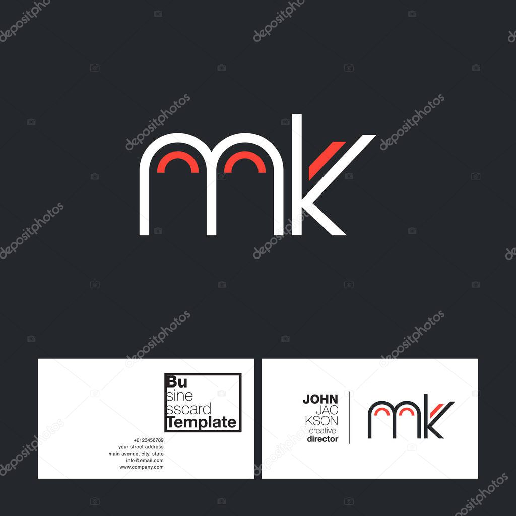 Round letters MK Company Logo, with Business Card Template Vector illustration, corporate identity