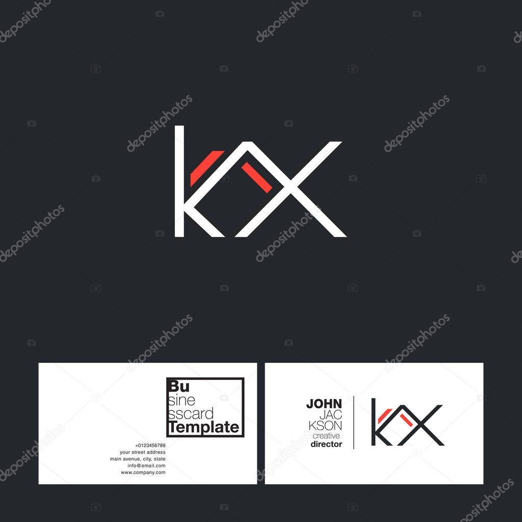 Round letters KX Company Logo, with Business Card Template Vector illustration, corporate identity