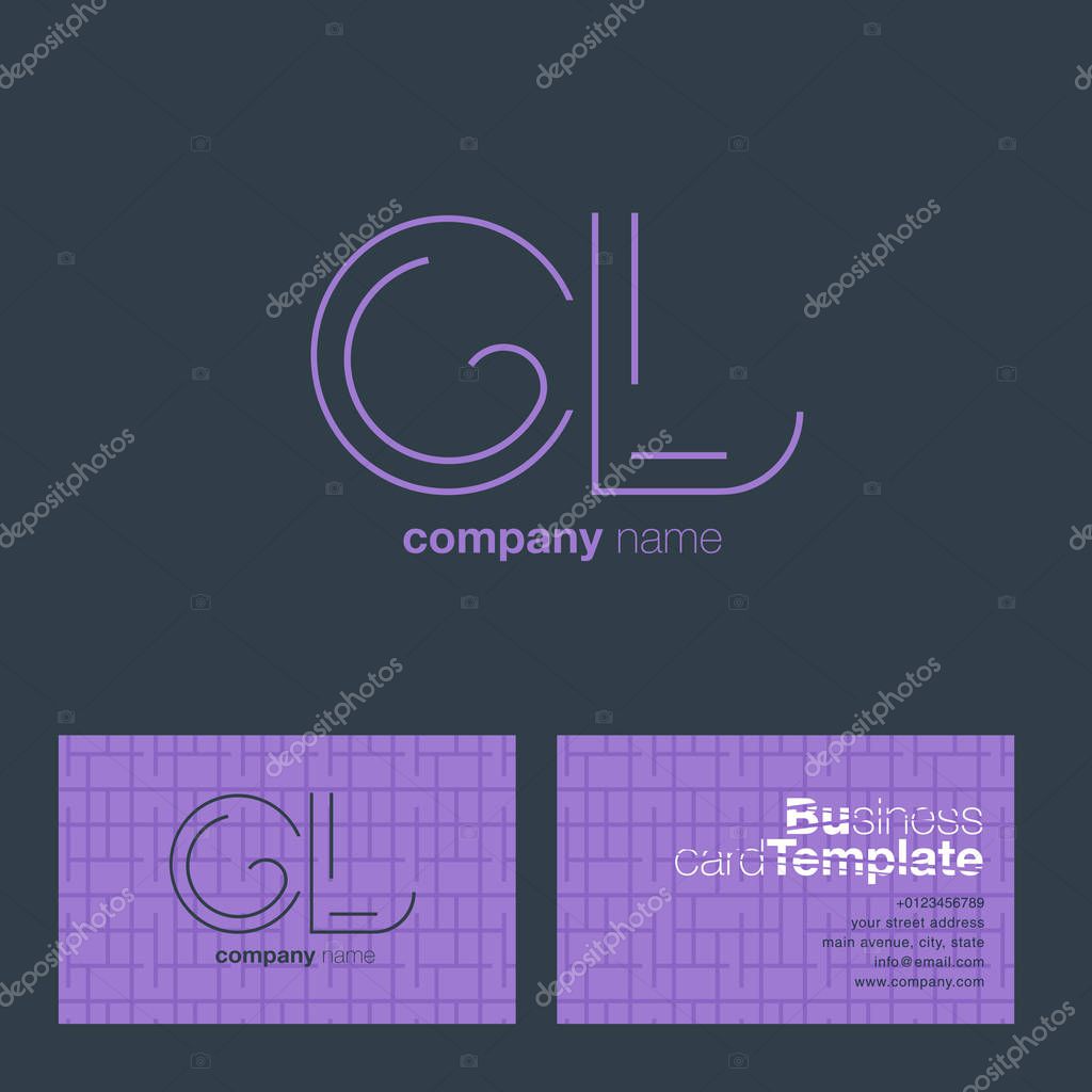 Thin Line letter CL Company Logo, with Business Card Template Vector illustration, corporate identity
