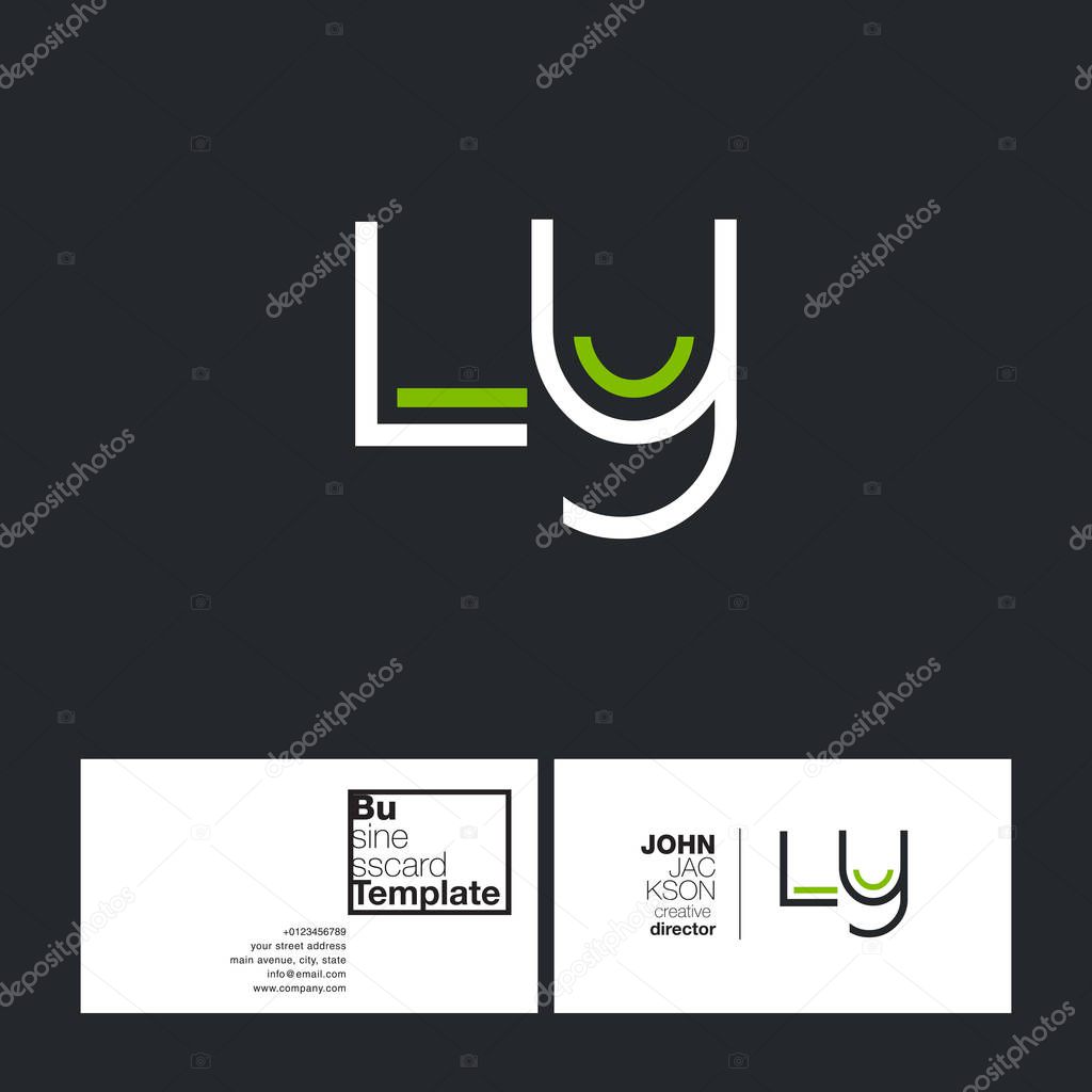 Round letters LY Company Logo, with Business Card Template Vector illustration, corporate identity
