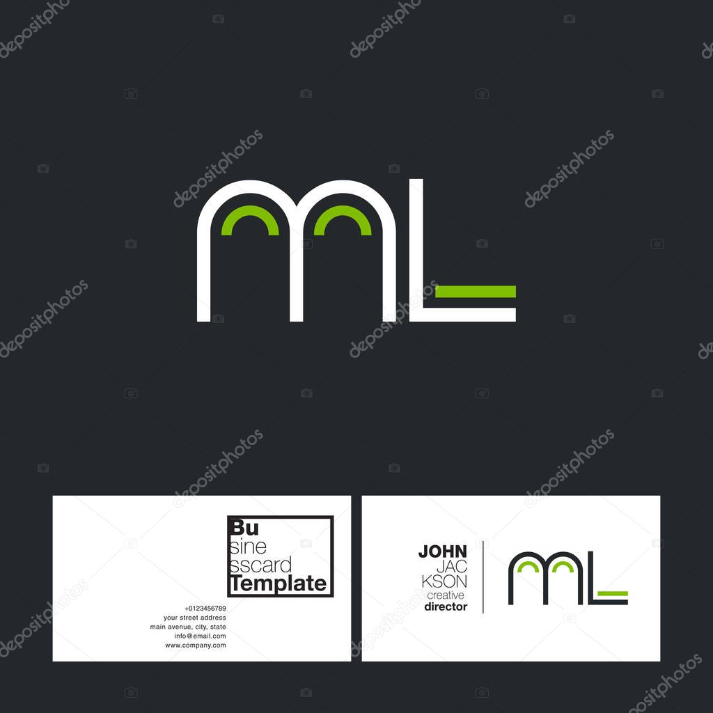 Round letters ML Company Logo, with Business Card Template Vector illustration, corporate identity