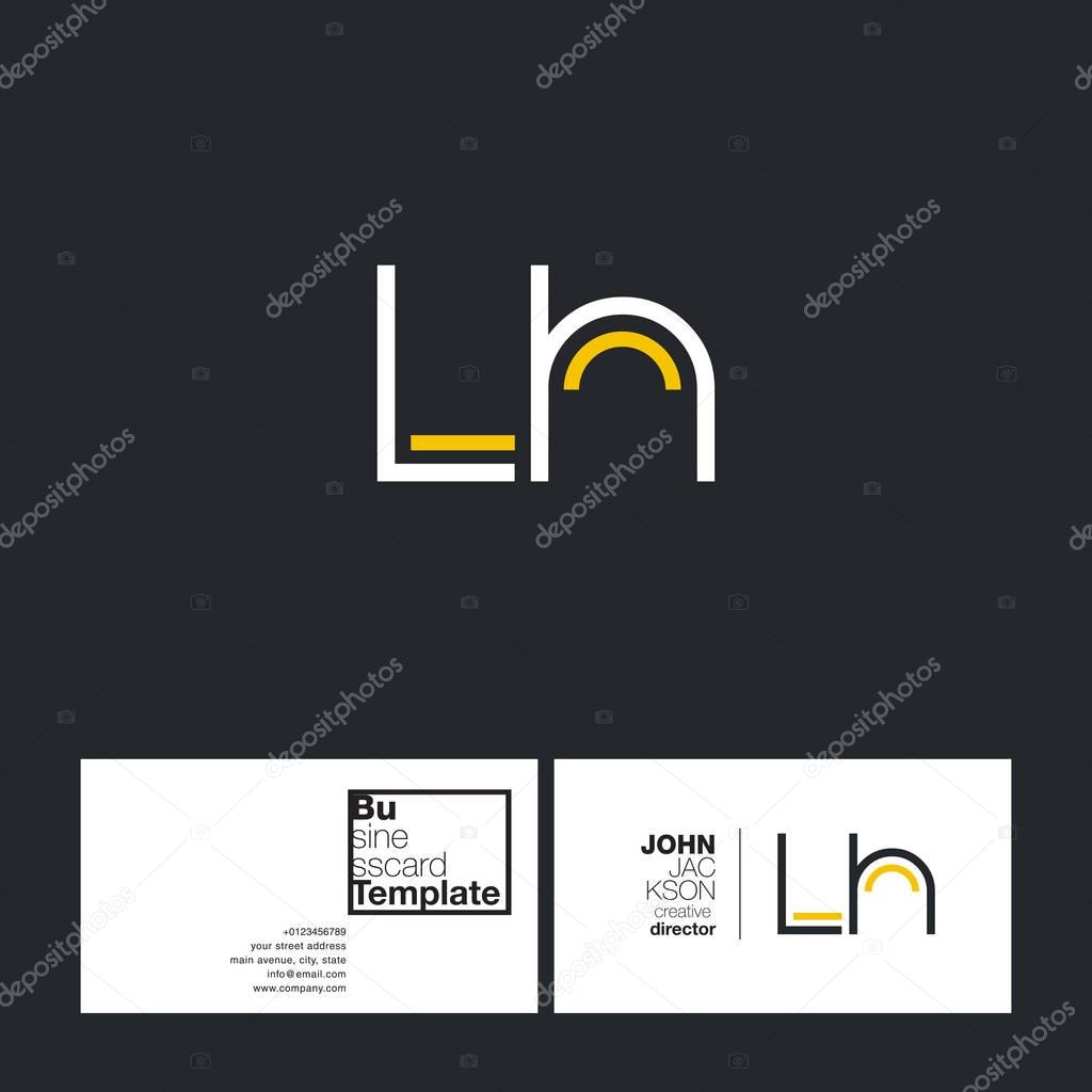Round letters LH Company Logo, with Business Card Template Vector illustration, corporate identity