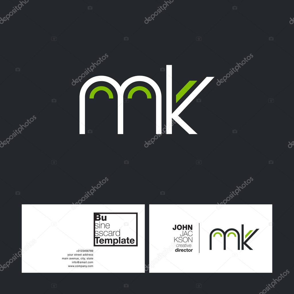 Round letters MK Company Logo, with Business Card Template Vector illustration, corporate identity