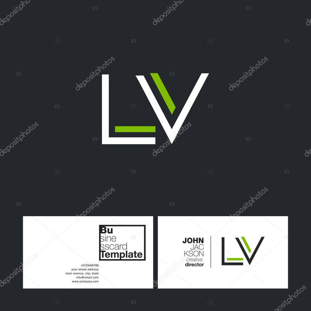 Round letters LV Company Logo, with Business Card Template Vector illustration, corporate identity