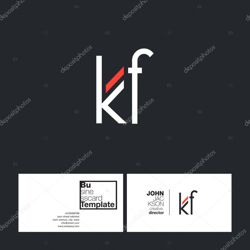 Round letters KF Company Logo, with Business Card Template Vector illustration, corporate identity