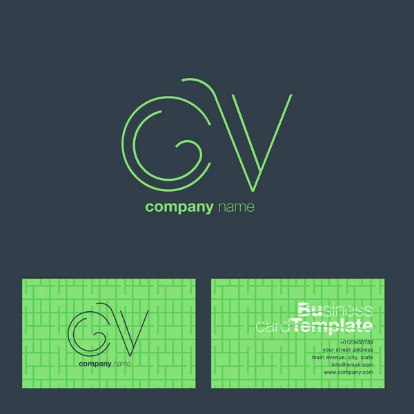 Linha carta logotipo CV — Vetor de Stock