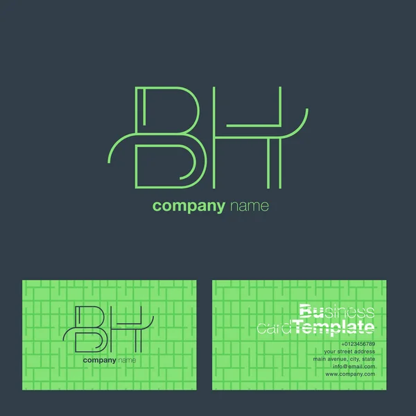 Vonal levél logó Bh — Stock Vector