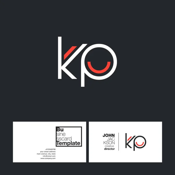 Letras redondas logotipo KP — Vetor de Stock