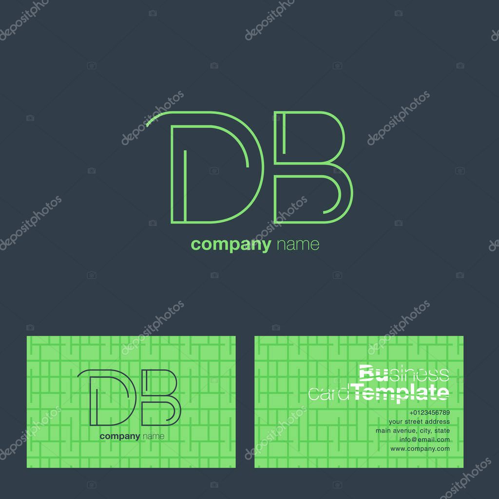 Thin Line letter DB  Company Logo, with Business Card Template Vector illustration, corporate identity