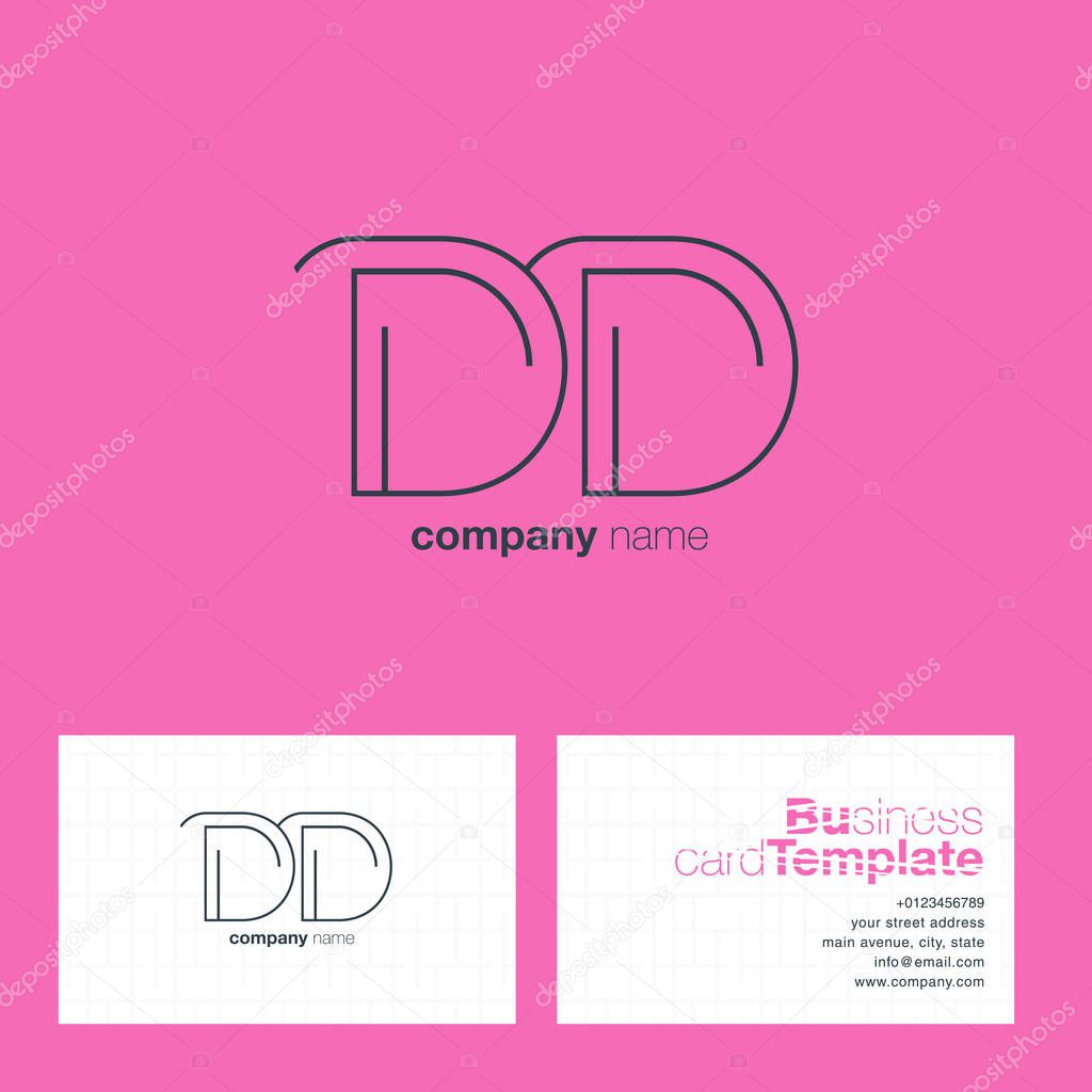 Thin Line letter DD  Company Logo, with Business Card Template Vector illustration, corporate identity