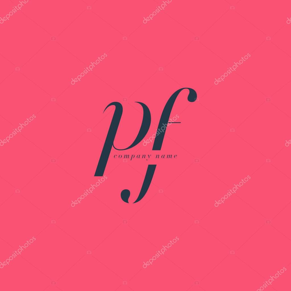 PF Italics Joint Letters Logo, Business Card Template, Vector