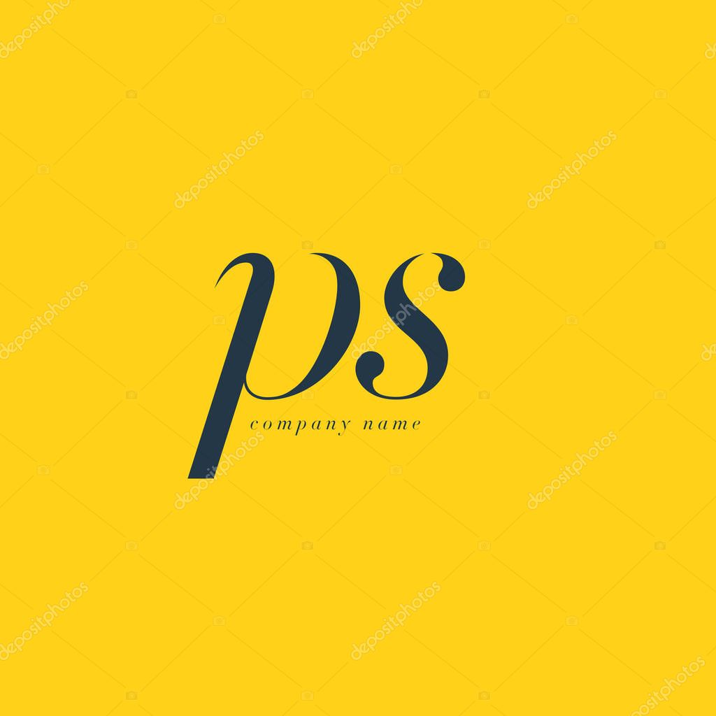 PS  Italics Joint Letters Logo, Business Card Template, Vector