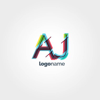 AJ harf Logo şablonu