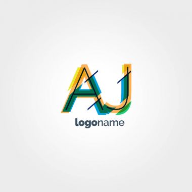 AJ harf Logo şablonu