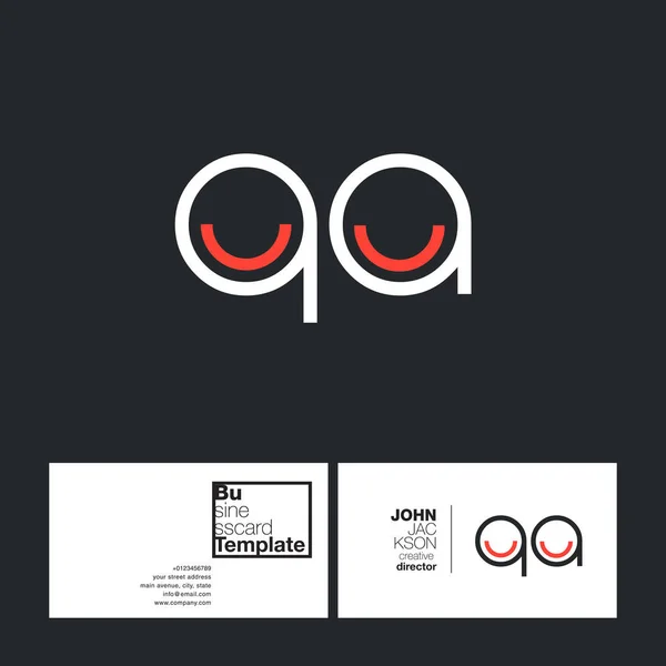 Tarjeta de visita del logotipo de las letras de QA — Vector de stock