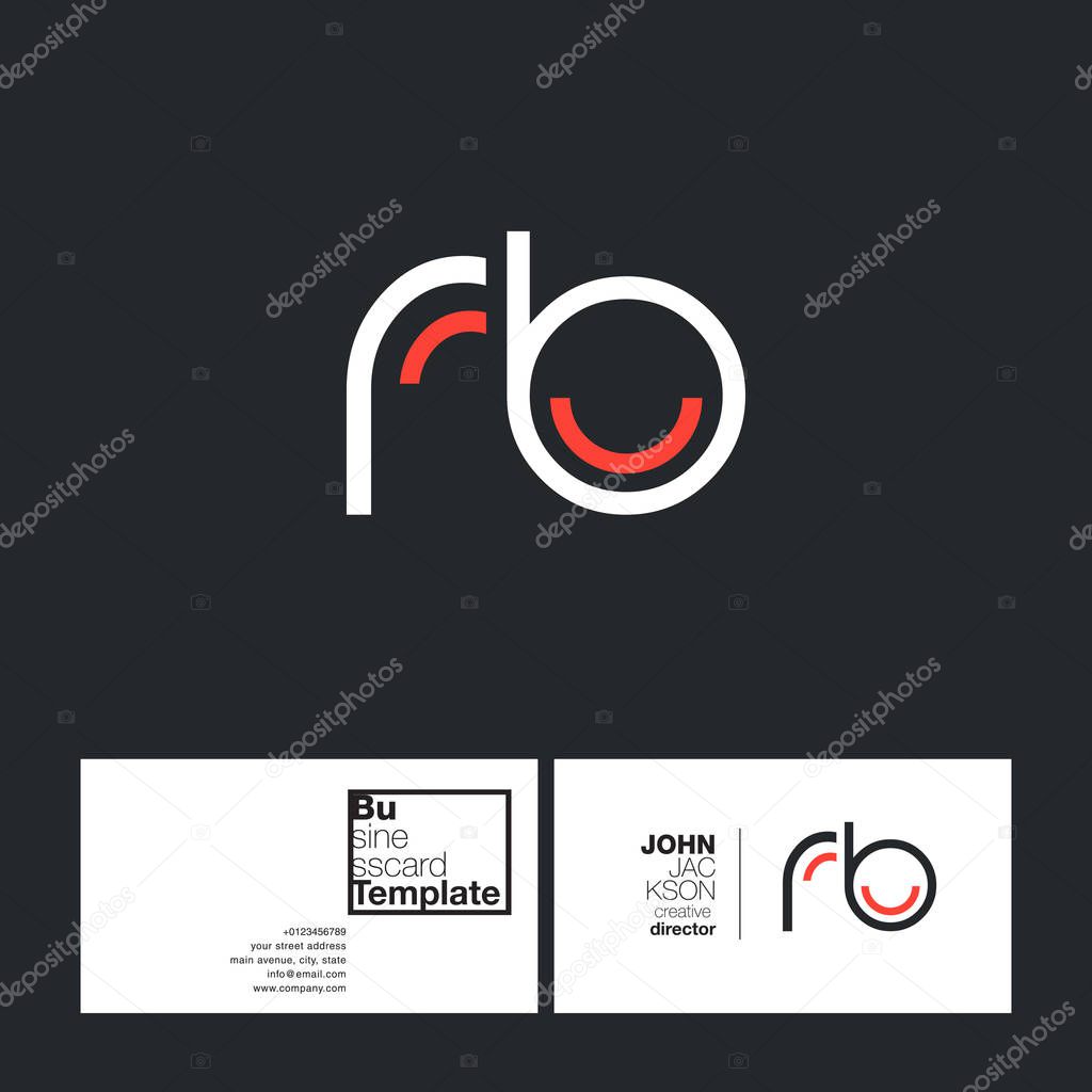 RB Round Letters Logo with Business Card Template Vector