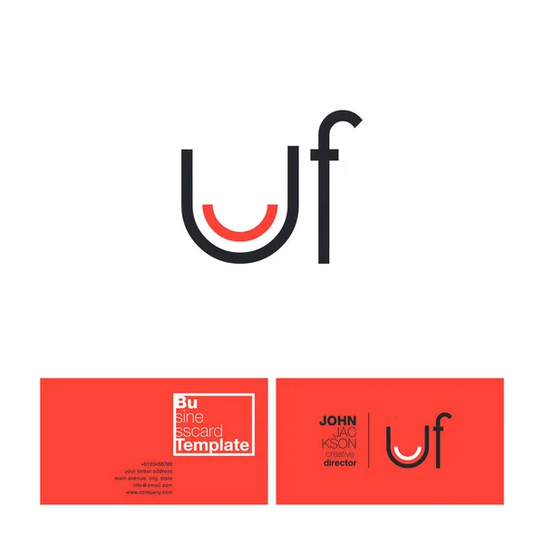 UF Letters Logo Business Card — Stock Vector