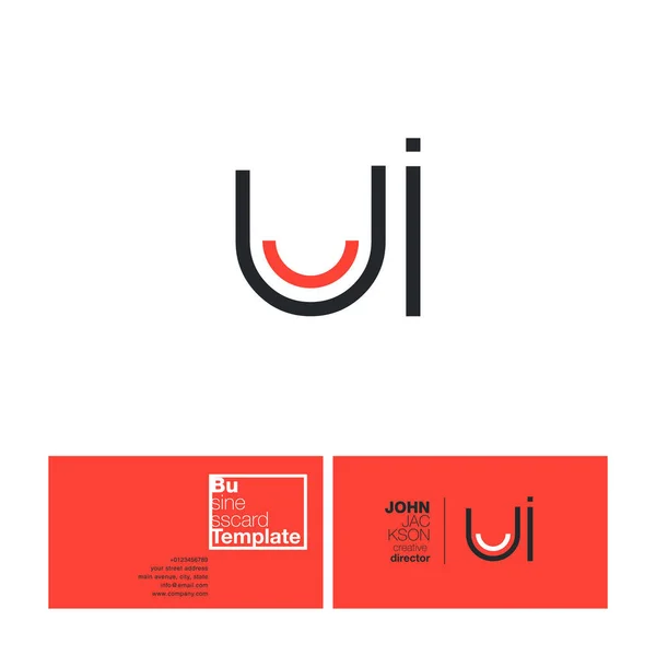 Буквы UI и визитная карточка — стоковый вектор