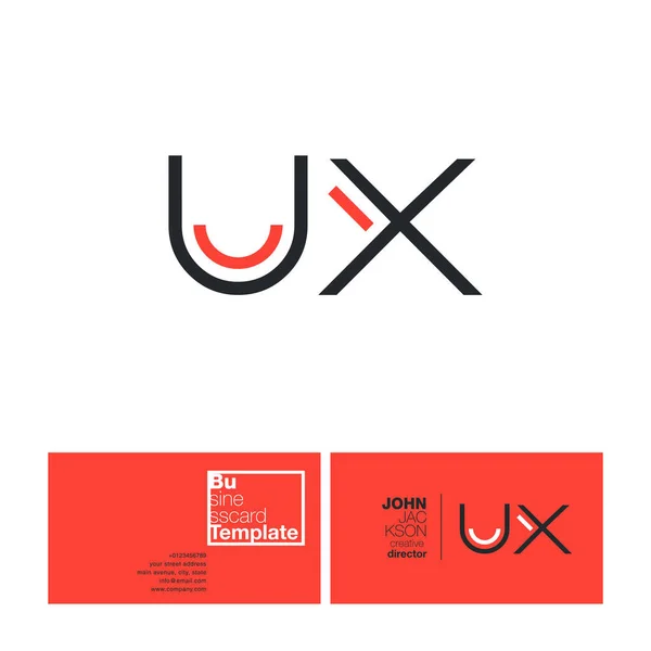 UX harf Logo kartvizit — Stok Vektör