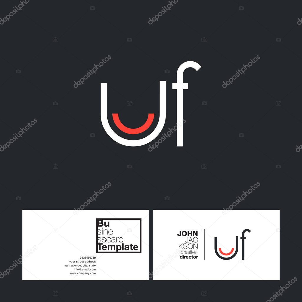 UF Round Letters Logo with Business Card Template Vector