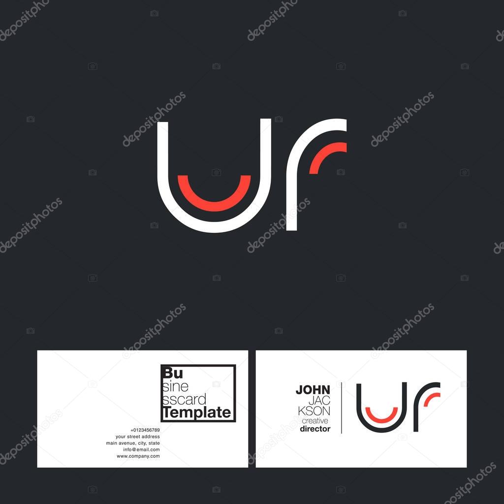 UR Round Letters Logo with Business Card Template Vector