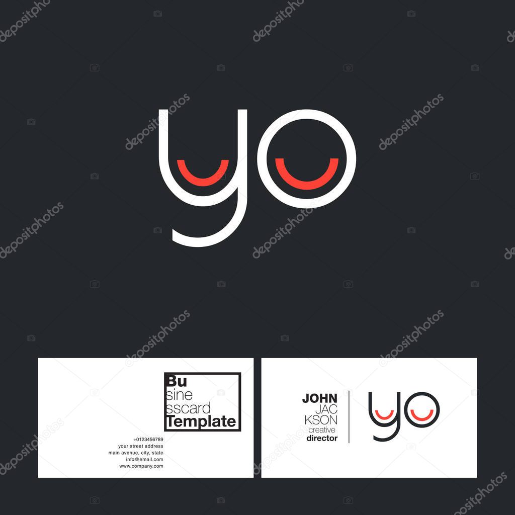 YO Round Letters Logo with Business Card Template Vector